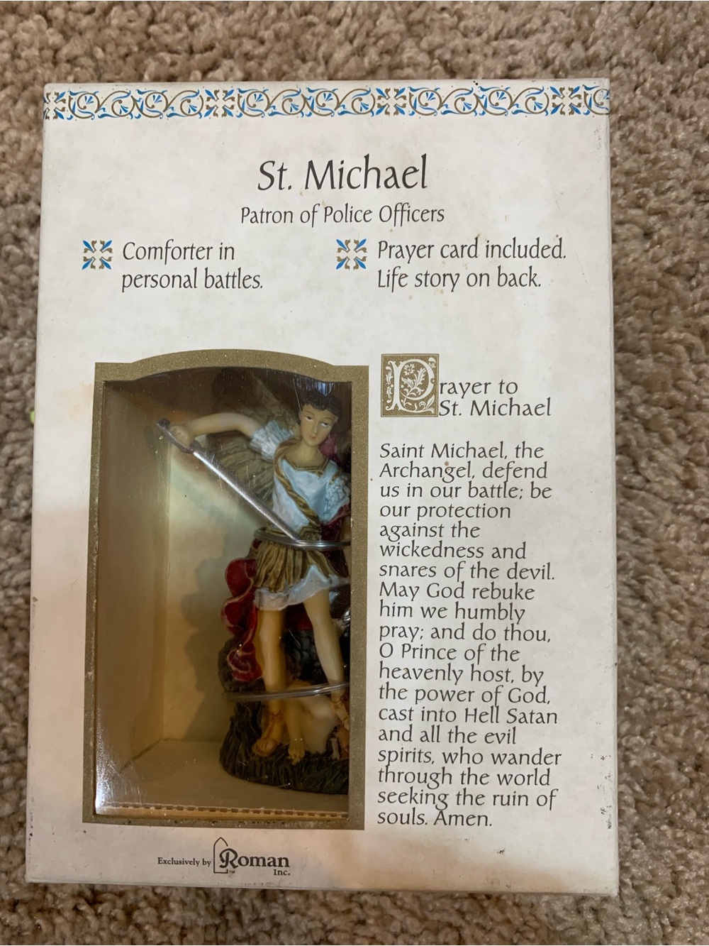 St. Michael Patron Figurine - White, Gold, Red - Roman